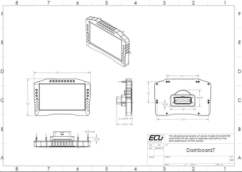 ECUMASTER 7" ADU7 Race Dash Display - Rev.2, IP65
