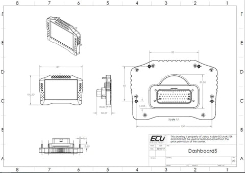 ECUMASTER 5" ADU5 Race Dash Display - Rev.2, IP65